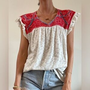 One September (Anthropologie) Flutter Sleeve Top